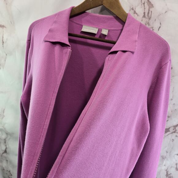 Nordstrom Cardigan Womens Large Pink Purple Mauve Sweater Zip Mock Collared